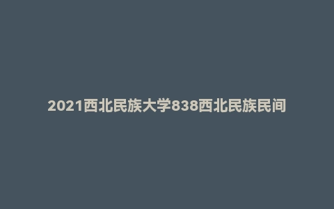 2021西北民族大学838西北民族民间舞蹈艺术考研试题