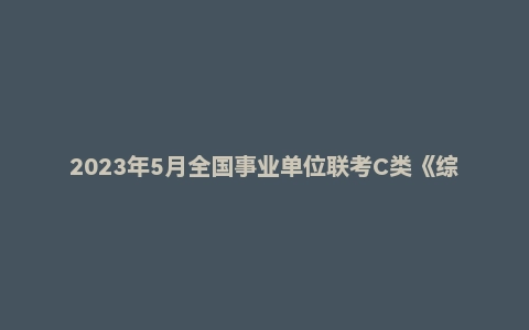 2023年5月全国事业单位联考C类《综合应用能力》