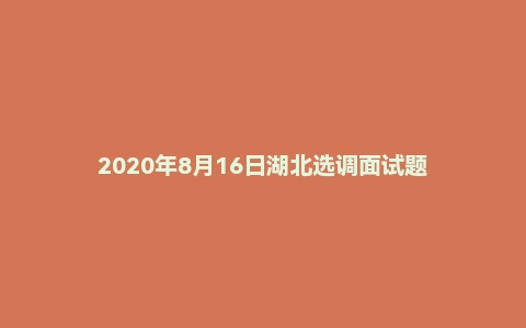 2020年8月16日湖北选调面试题