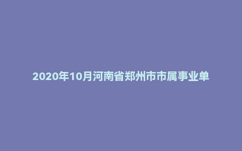 2020年10月河南省郑州市市属事业单位公开招聘考试《行政职业能力测试》笔试试题