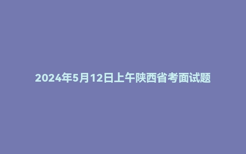 2024年5月12日上午陕西省考面试题(政法系统)