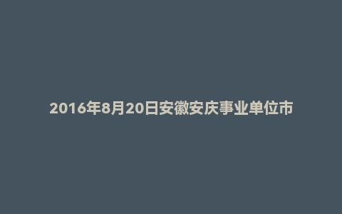 2016年8月20日安徽安庆事业单位市场监督管理局面试真题