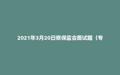2021年3月20日银保监会面试题(专业题)