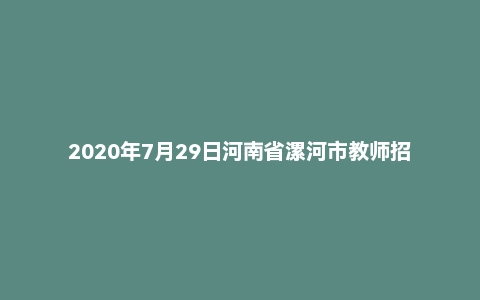 2020年7月29日河南省漯河市教师招聘考试试卷《教师职业能力倾向+综合应用能力》（小学）