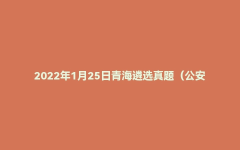 2022年1月25日青海遴选真题(公安厅)