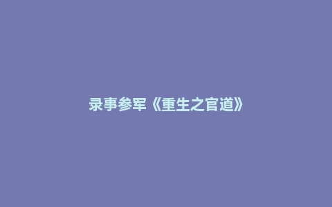 录事参军《重生之官道》