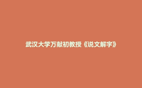 武汉大学万献初教授《说文解字》