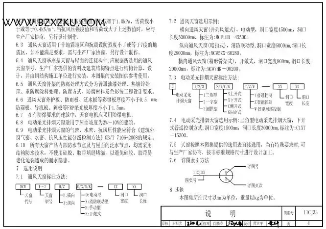 11CJ33 图集免费下载 -11CJ33 通风采光天窗参考图集下载