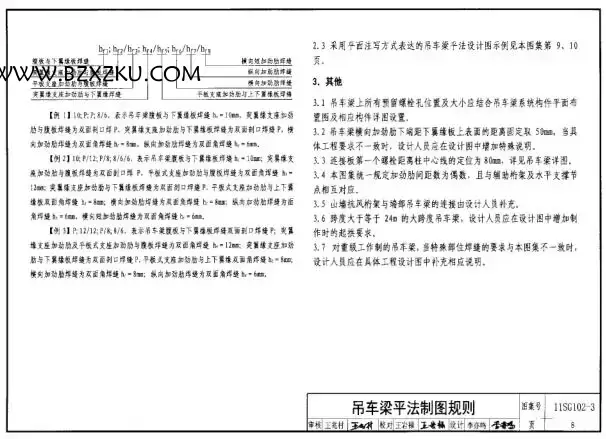 -11SG102- 3 钢吊车梁系统设计图平面表示方法和构造详图图集下载